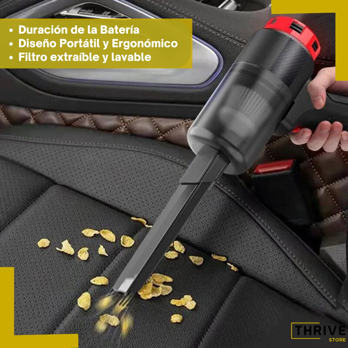 EffiClean™ - Aspiradora de coche portátil, recargable y sin cables