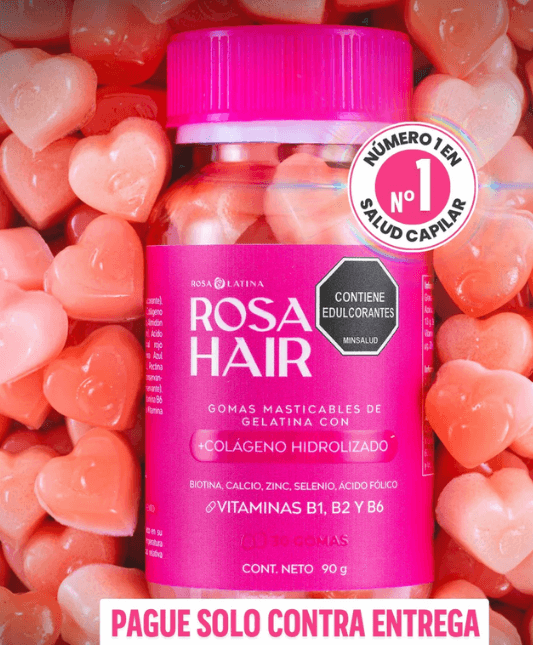 Rosa Hair™ Gomitas de Colágeno, Biotina  Hidrolizado Vitamina E y Colágeno: 👨⚕️Revive Cabello piel y Uñas💅💃