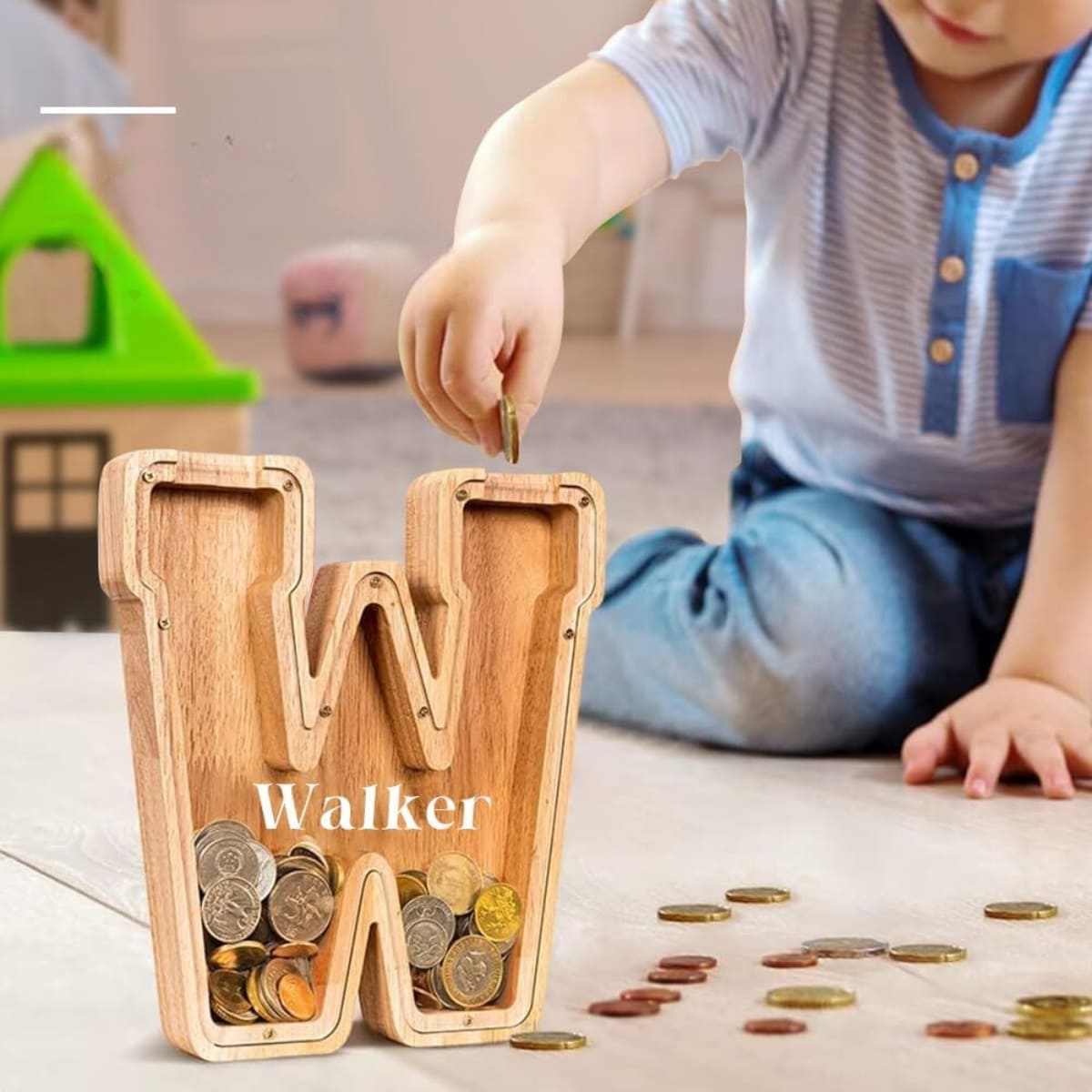 Alcancía de Madera en Forma de Letra: Estilo y Ahorro en Cada Detalle