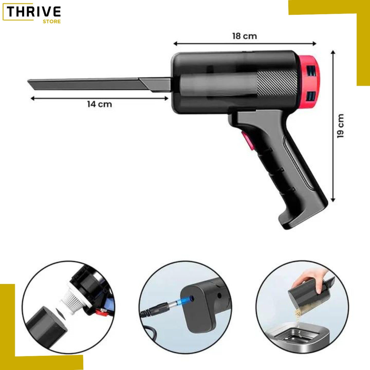 EffiClean™ - Aspiradora de coche portátil, recargable y sin cables