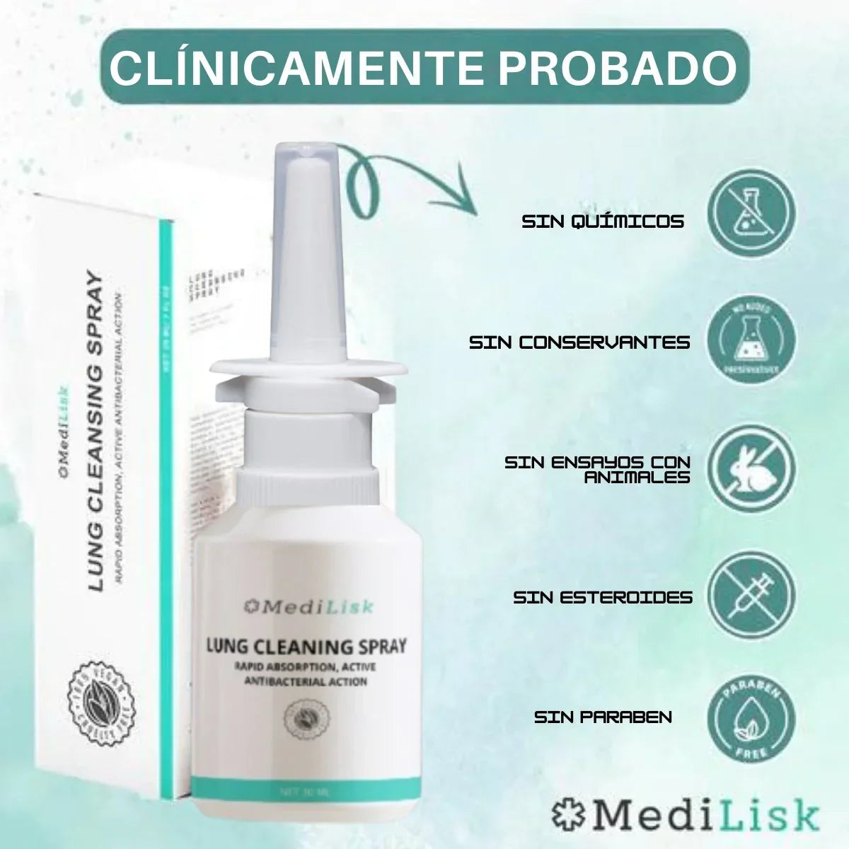 Spray MediLisk™ Para Limpiar Los Pulmones 🫁- Paga 1 Y Recibe 2 Unidades🤯🎁
