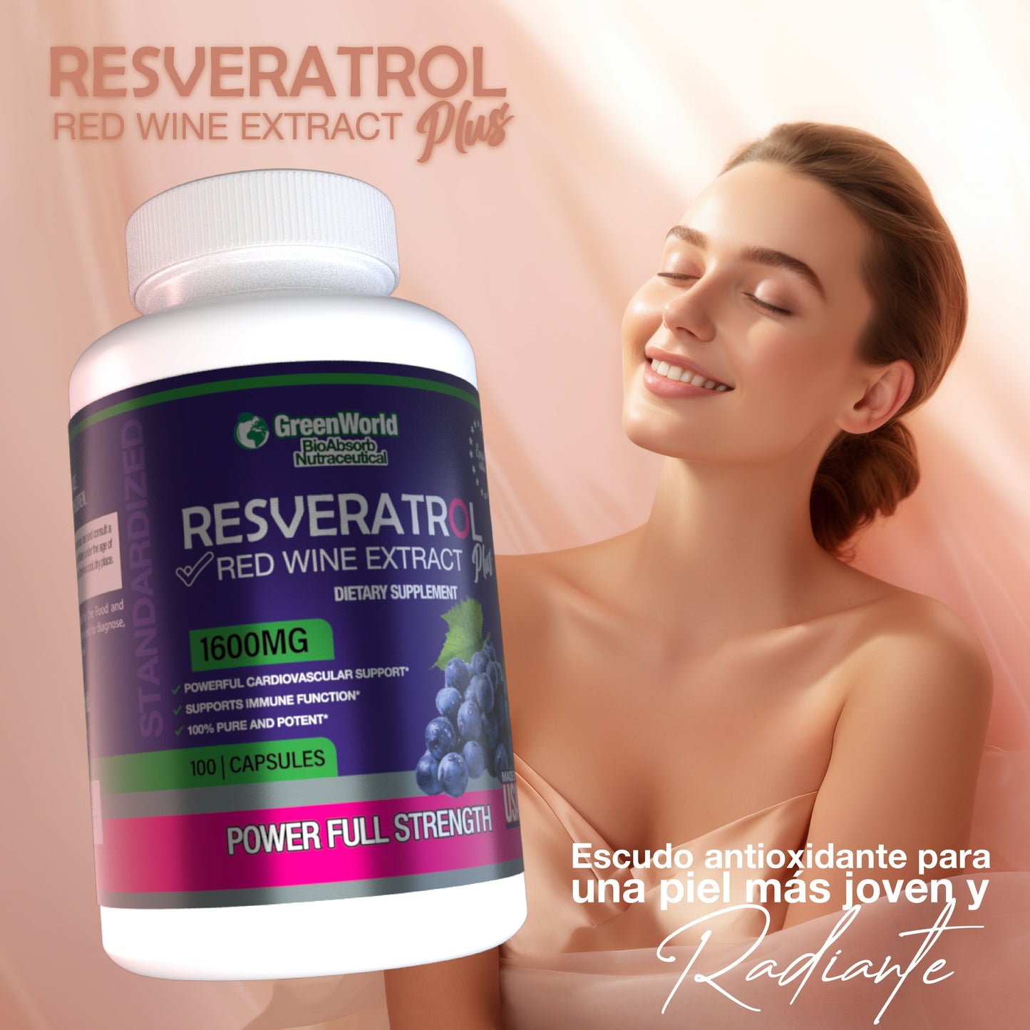 '- RESVERATROL PLUS x 90 Cápsulas 💊 Antioxidante Poderoso